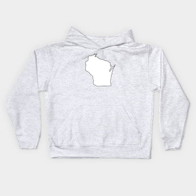 Wisconsin - Blank Outline Kids Hoodie by loudestkitten